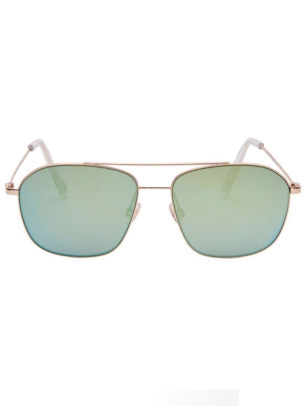 NWT Fossil Aviator X82647 Sunglasses Gold Tone Metal & Aqua Green Mirror Unisex